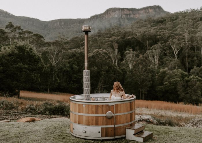 Wood fired hot tub at Aframe Kangaroo Valley in Kangaroo Valley, Jarvis Bay